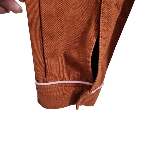 Numph Womens Jacket Medium 38 Brown Heart Print Pockets Button-Up - Picture 4 of 9